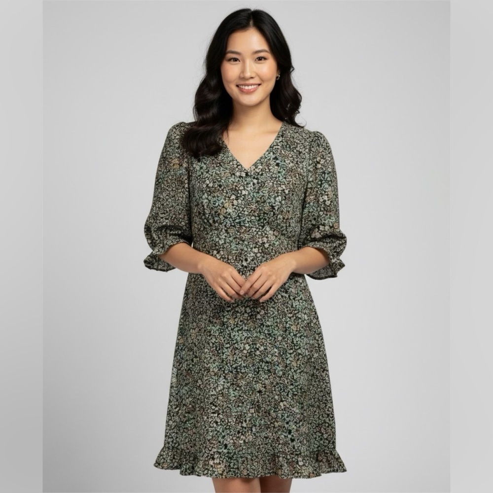 Vero Moda WOMEN’S MULTICOLOR FLORAL RUFFLE MINI DRESS SZ S